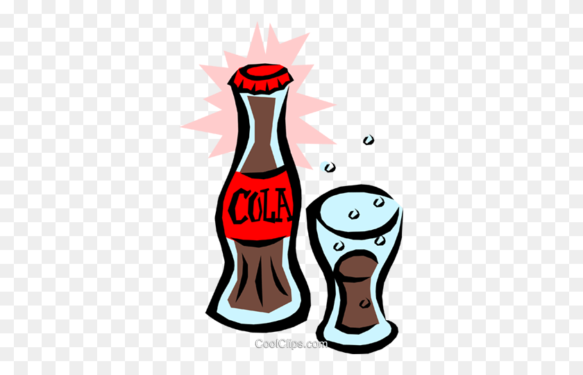 323x480 Cola Bottle With Glass Royalty Free Vector Clip Art Illustration - Espanol Clipart