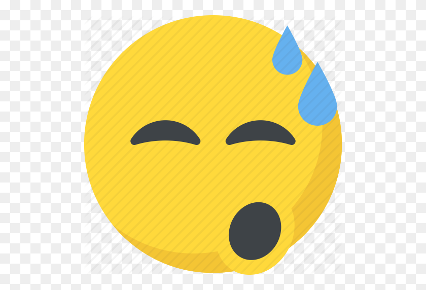 512x512 Cold Sweat, Emoji, Exhausted, Relieved Emoji, Tired Icon - Sweat Emoji PNG