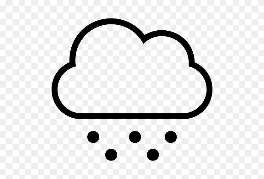 512x512 Cold Weather Symbol Of Cloud Stroke And Hail Or Snow Dots Falling - Snowflakes Falling PNG