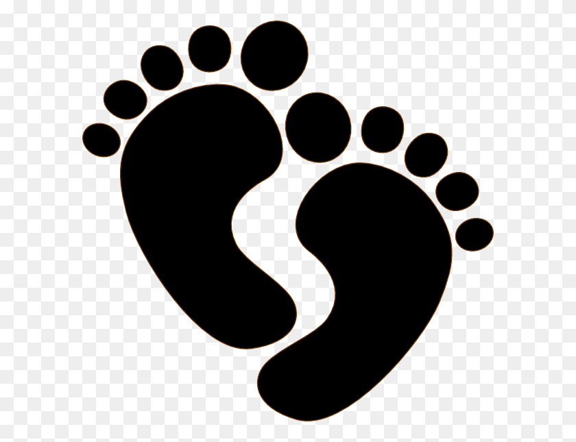 600x585 Collection Of Baby Foot Silhouette Download Them And Try To Solve - Footprints Clipart Black And White