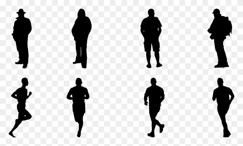 960x551 Collection Of Black Silhouette People Download Them And Try To Solve - People Walking Silhouette PNG
