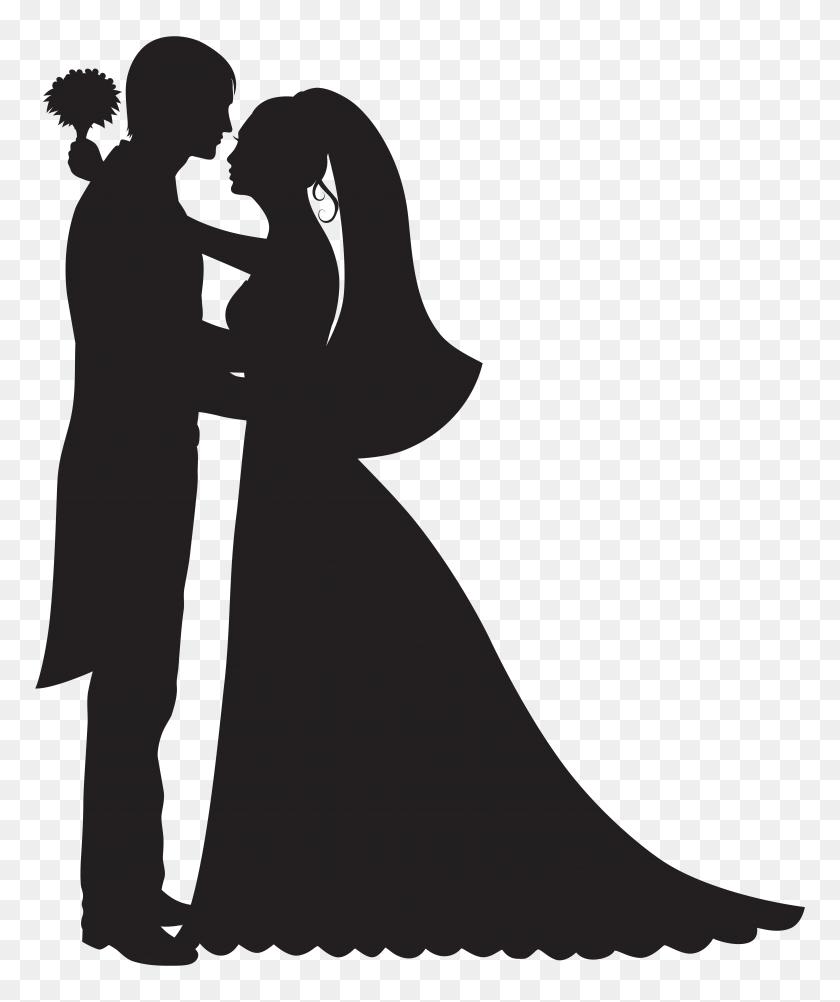 6623x8000 Collection Of Bride And Groom Silhouette Clip Art Free Download - Disney Clipart Silhouette