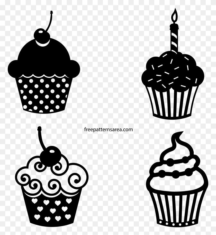 3818x4179 Collection Of Cupcake Silhouette Clip Art Download Them And Try - Cupcake Outline Clipart