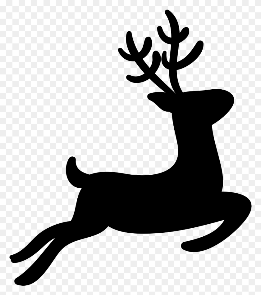 858x981 Collection Of Reindeer Silhouette Png Download Them And Try To Solve - Santa Silhouette Clipart