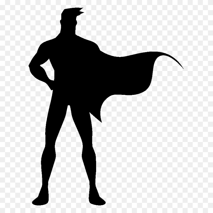 800x800 Collection Of Superhero Silhouette Download Them And Try To Solve - Superhero Cape Clipart Black And White