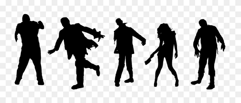 1024x394 Collection Of Zombie Silhouette Clip Art Download Them And Try - Zombie Clipart Free