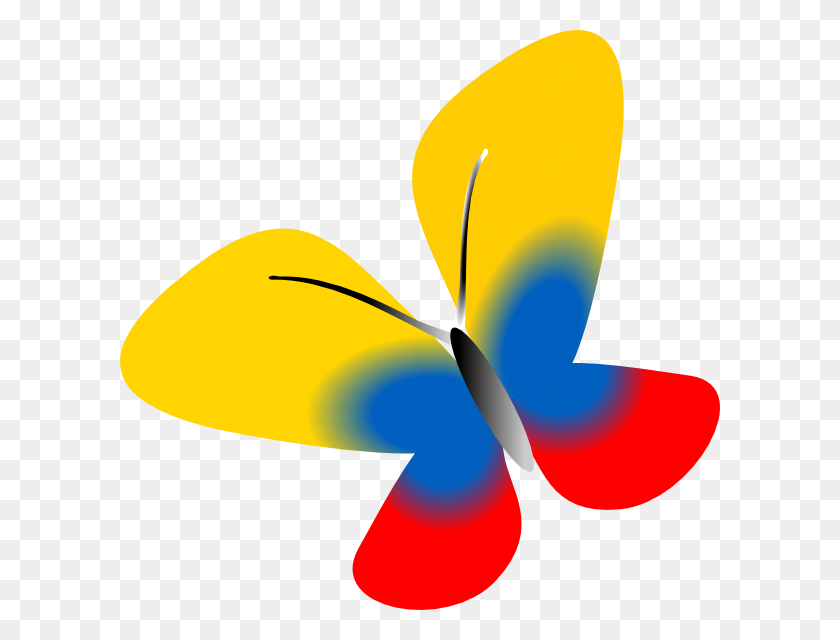 600x580 Colombia Flag Butterfly Png, Clip Art For Web - Yellow Butterfly Clipart