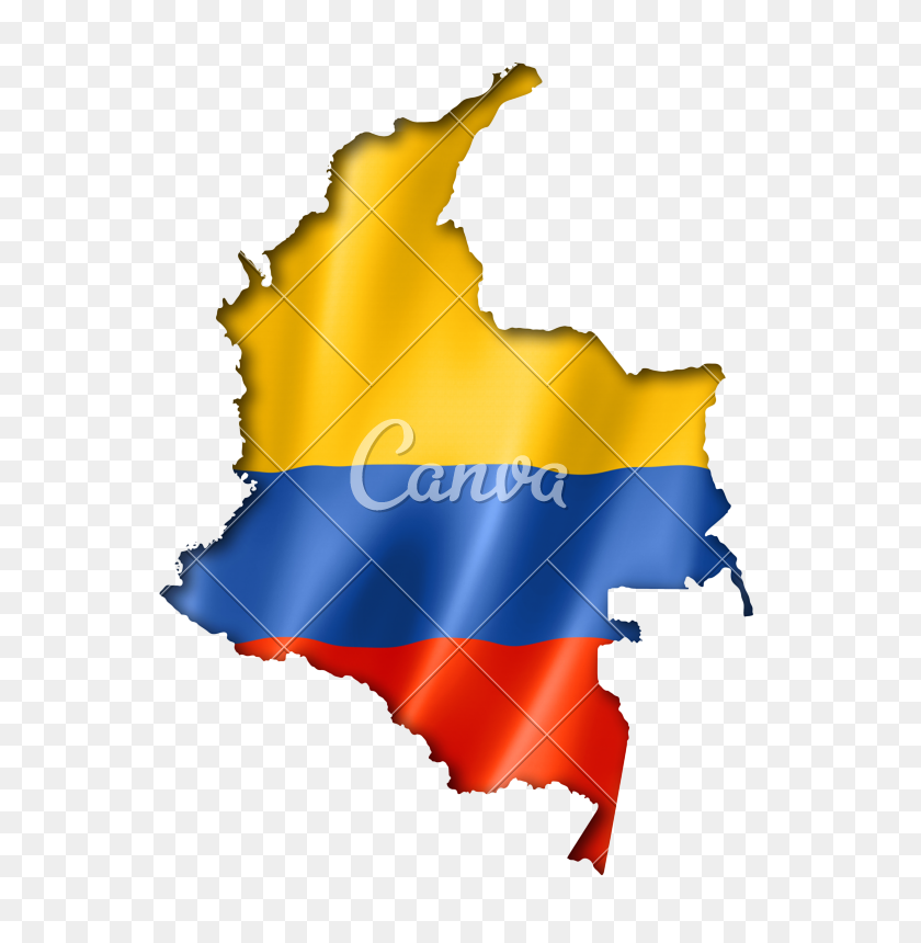 697x800 Colombian Flag Map - Colombian Flag PNG