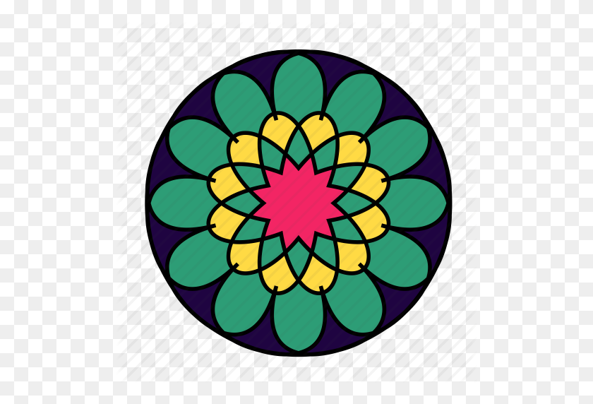 512x512 Color, Flower, Hindu, Indian, Mandala, Yoga, Zen Icon - Mandala PNG