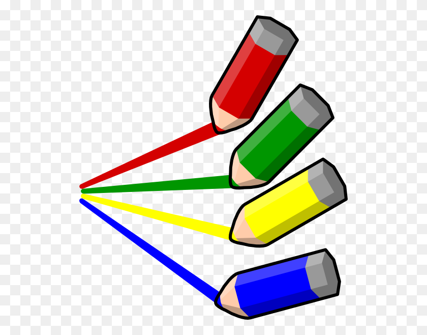 528x598 Color Pencil Stripes Clip Arts Download - Pencil And Eraser Clipart