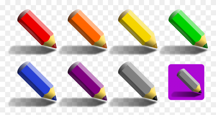 2400x1200 Color Pencils Icons Png - Colored Pencil PNG