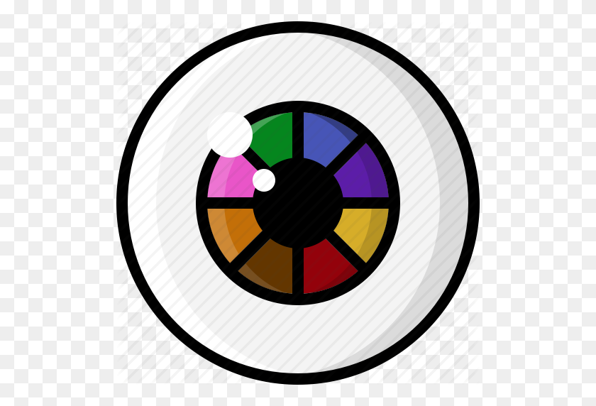 512x512 Rueda De Color, Ojo, Globo Ocular, Vista, Arco Iris, Icono De Visión - Globos Oculares Png