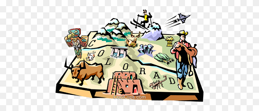 480x299 Colorado Viñeta Mapa De Imágenes Prediseñadas De Vector Libre De Regalías Ilustración - Imágenes Prediseñadas De Colorado