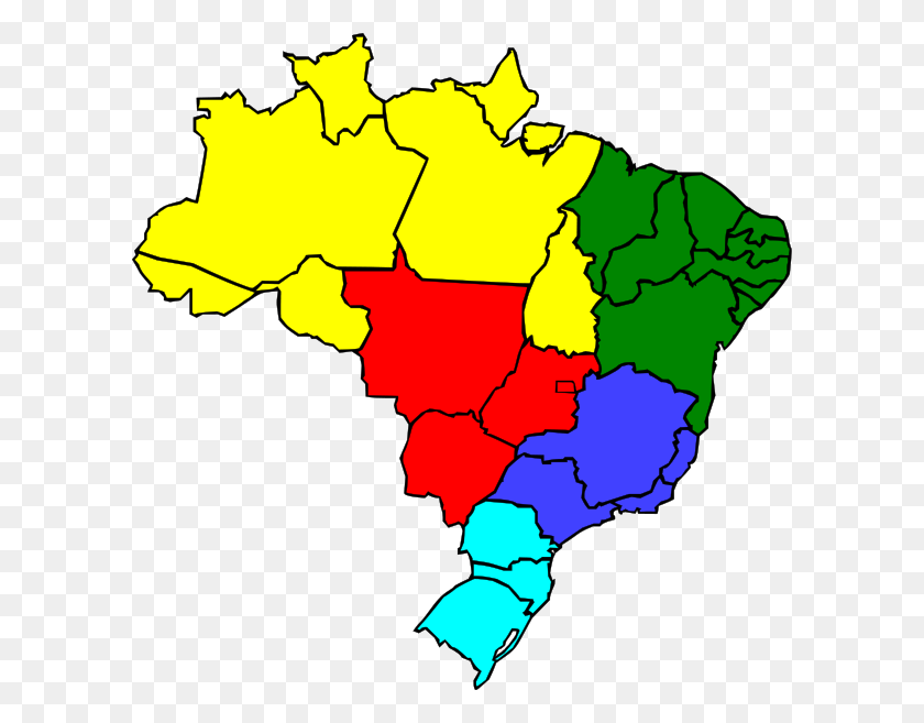 600x597 Colored Map Of Brazil Png Clip Arts For Web - Brazil Flag Clipart