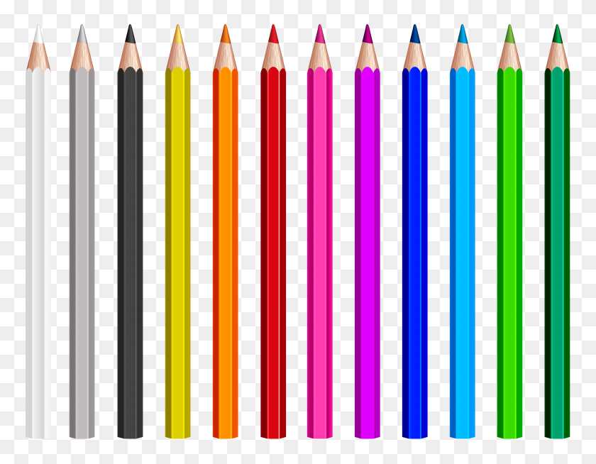 8000x6093 Lápices De Colores Set Png Clipart - Útiles Escolares Png