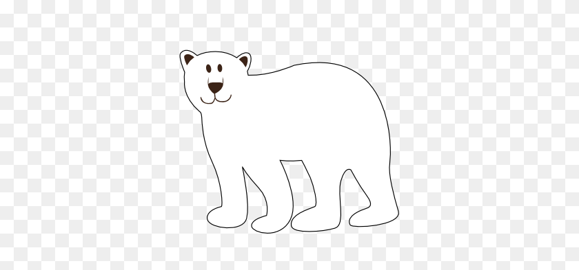 333x333 Красочное Животное Полярный Черно-Белый Художественный Клип-Арт - Белый Медведь Черно-Белый Клипарт