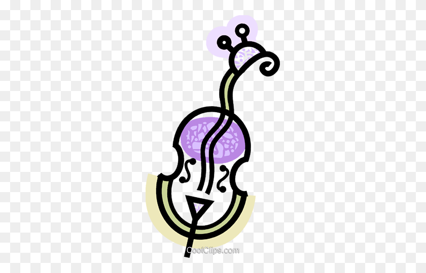 265x480 Colorful Bass Violin Royalty Free Vector Clip Art Illustration - Bass Clipart