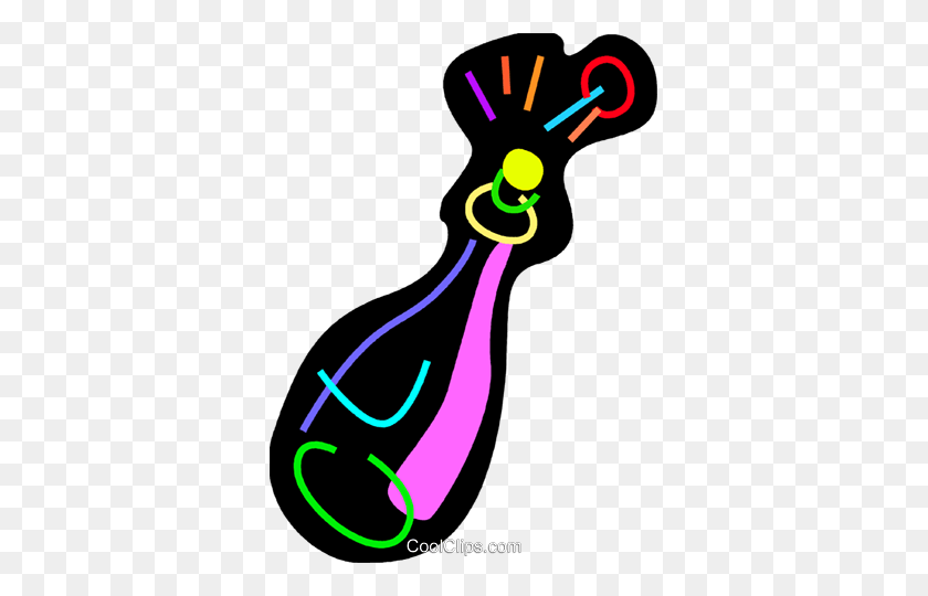 351x480 Colorful Champagne Bottle Royalty Free Vector Clip Art - Champagne Bottle Clipart