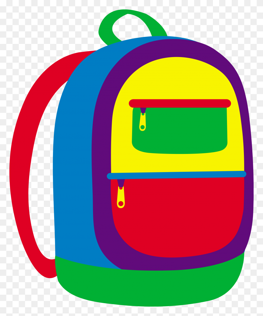 2898x3525 Красочный Детский Школьный Рюкзак - Бесплатный Клипарт