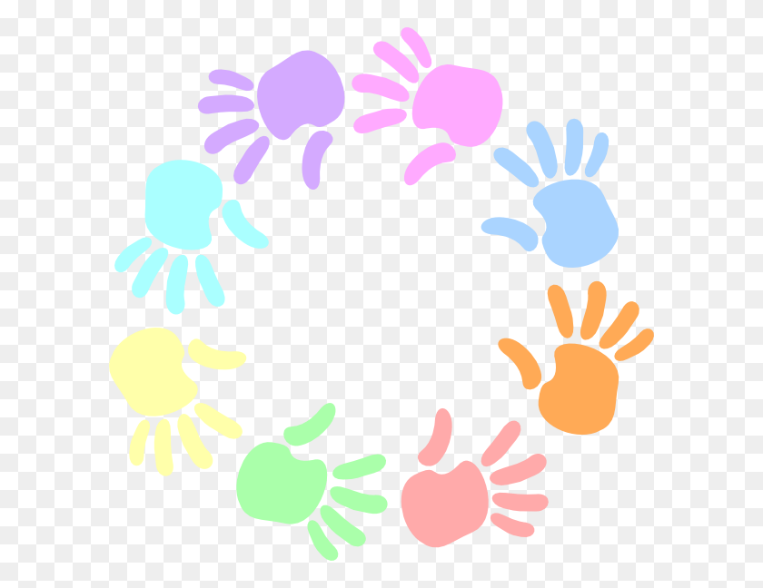 600x588 Colorful Circle Of Hands Clip Art - Survival Clipart