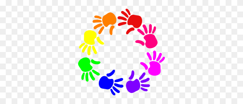 300x300 Colorful Circle Of Hands Clip Art - Colorful Hands Clipart