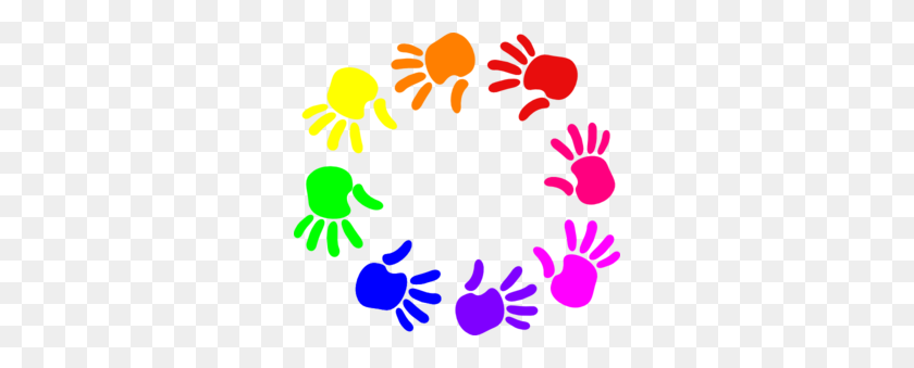 300x279 Colorful Circle Of Hands Nursery School Clip Art - Nursery Clipart
