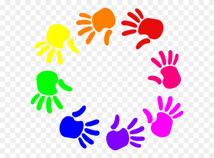 600x558 Colorful Circle Of Hands Nursery School Clip Art - Pre K Clipart
