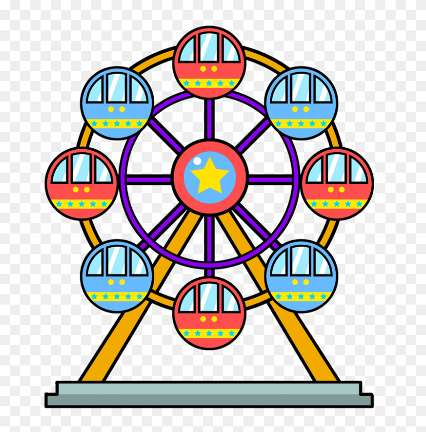 800x812 Colorful Clipart Ferris Wheel - Totem Pole Clipart