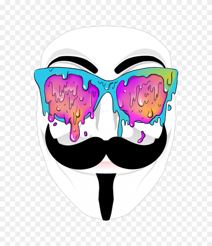 824x969 Colorful Colorsplash Popart Anonymous Mask Stickers Sti - Sti Clipart