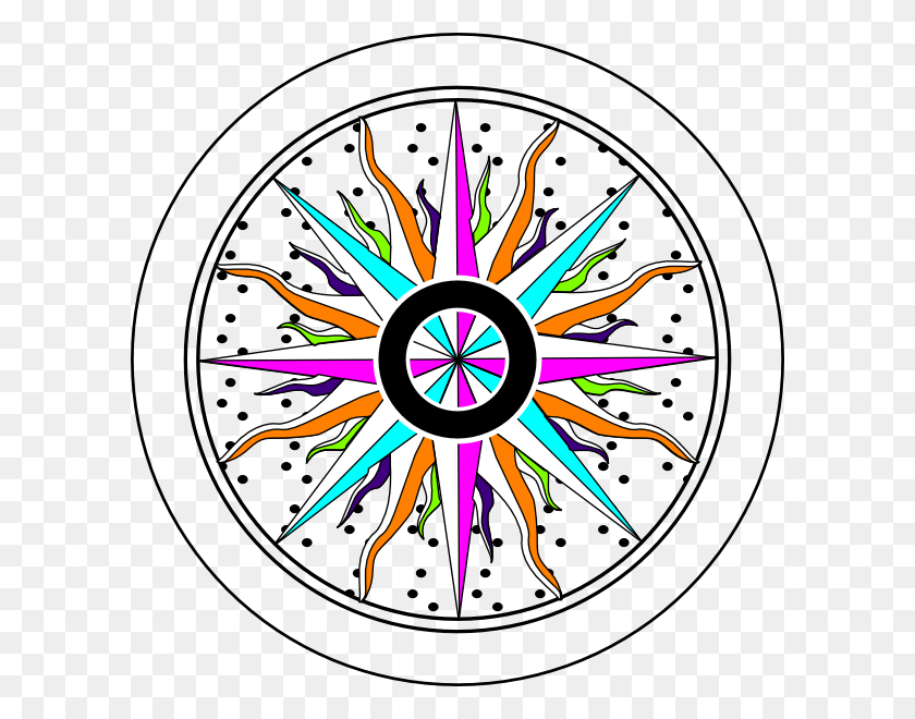 600x600 Colorful Compass Rose Clip Art - Map Compass Clipart