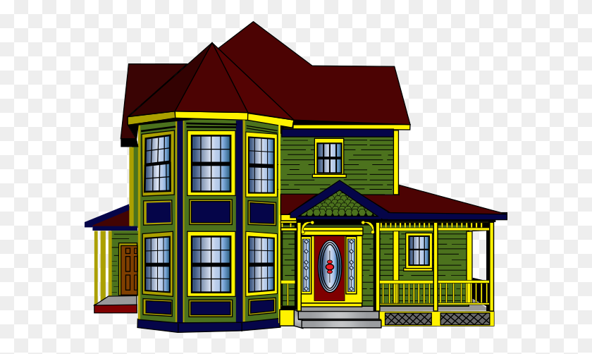 600x442 Colorful Cottage Clip Art - Victorian House Clip Art