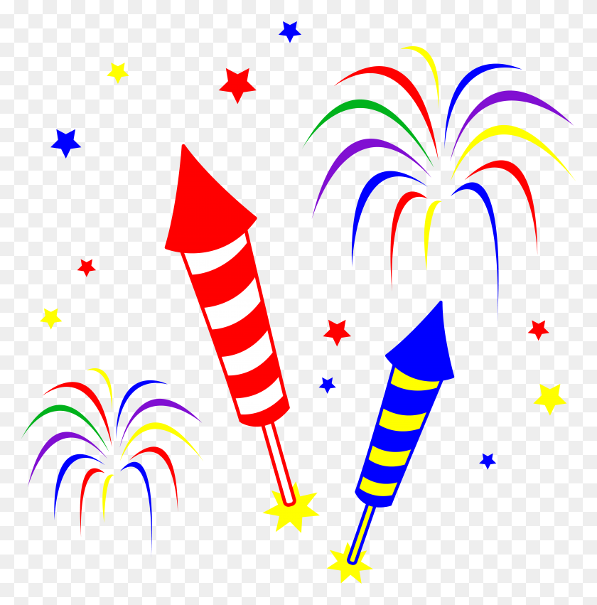 7358x7466 Colorful Firework Cliparts - Firework Clipart Black And White