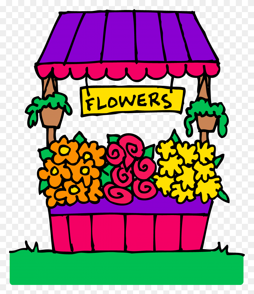 4217x4936 Colorful Flower Stand Clipart - Cute Flower Clipart
