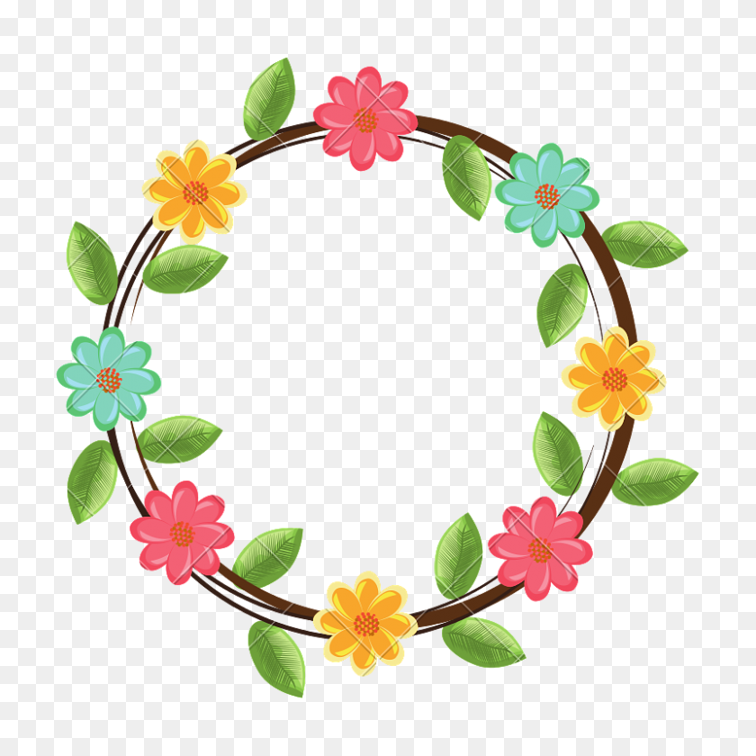 800x800 Colorful Flowers Crown, Vector Graphic - PNG Flower Crown