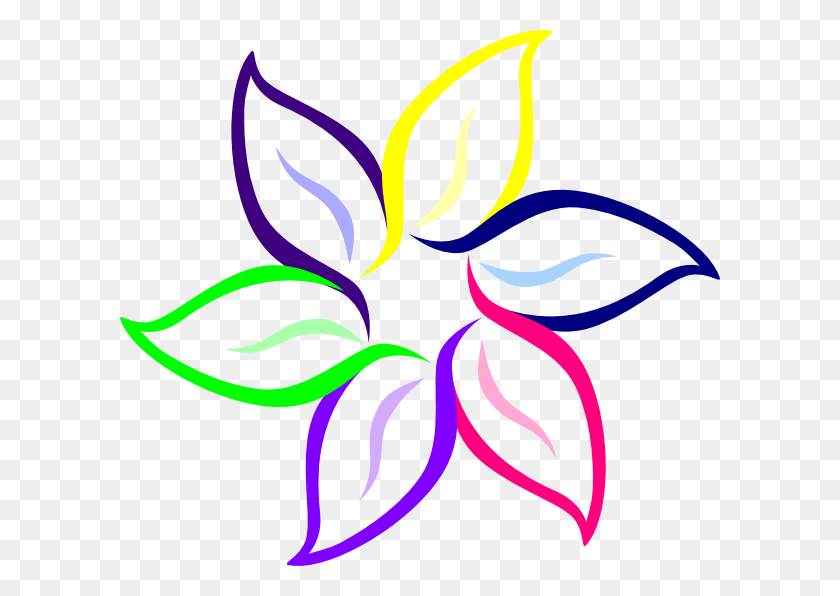600x536 Colorful Flowers Png Hd - Rose Outline PNG