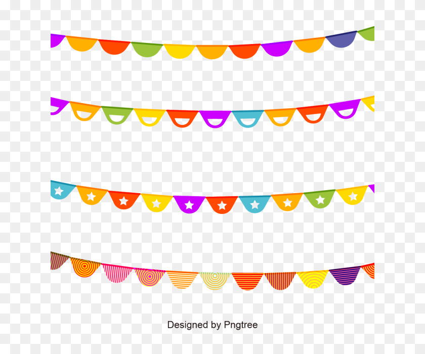 640x640 Colorful Garlands For A Party, Vintage Birthday Invitation Happy - Bunting Clipart Free