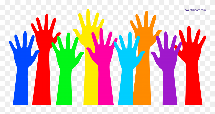 9022x4500 Colorful Hands Clipart - Victory Clipart