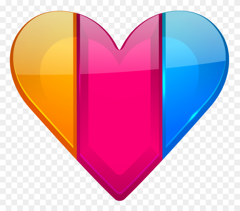 851x742 Colorful Heart Png - Colorful PNG