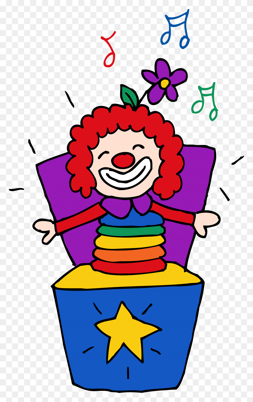 3399x5557 Colorful Jack In The Box Clipart - Cute Clown Clipart