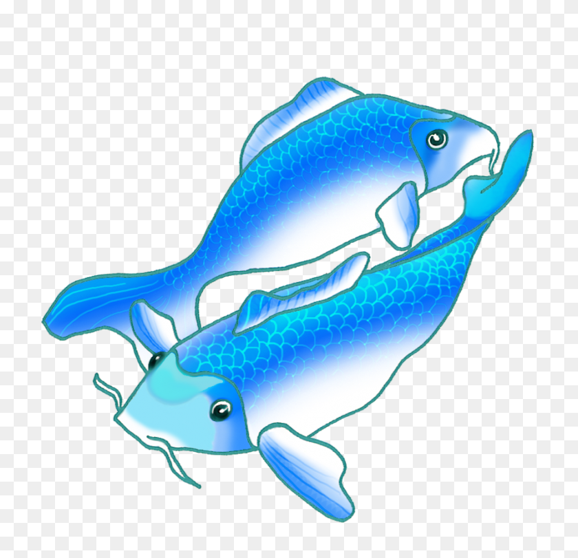 886x854 Красочные Рисунки Рыб Кои - Одна Рыба Две Рыбы Клипарт