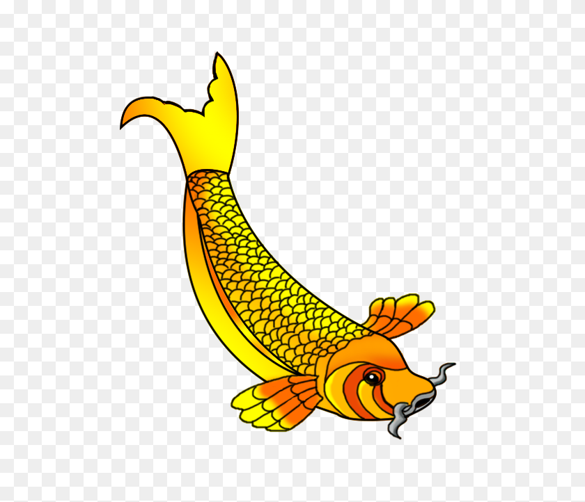 536x662 Красочные Рисунки Рыб Кои - Оранжевые Рыбы Клипарт