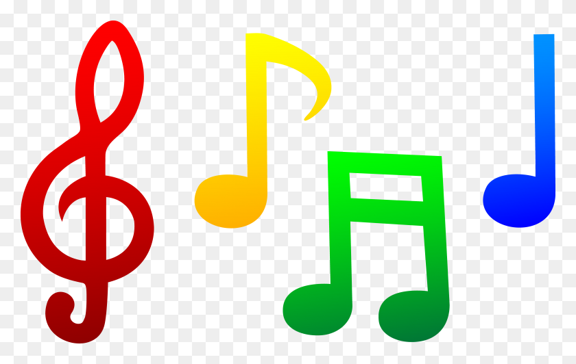 5366x3252 Colorful Musical Notes - Family Of Four Clipart