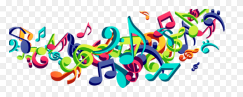 1102x393 Colorful Musical Notes Png - PNG Music