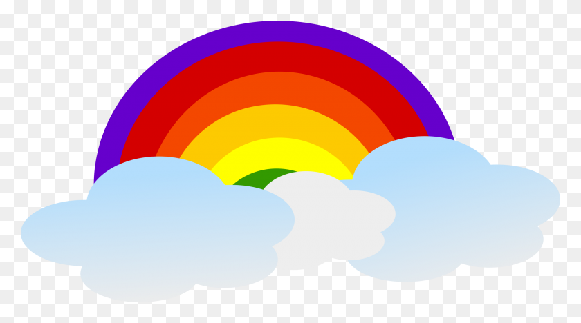 2400x1256 Colorful Rainbow And Clouds Clip Art - Cloud Clipart Transparent