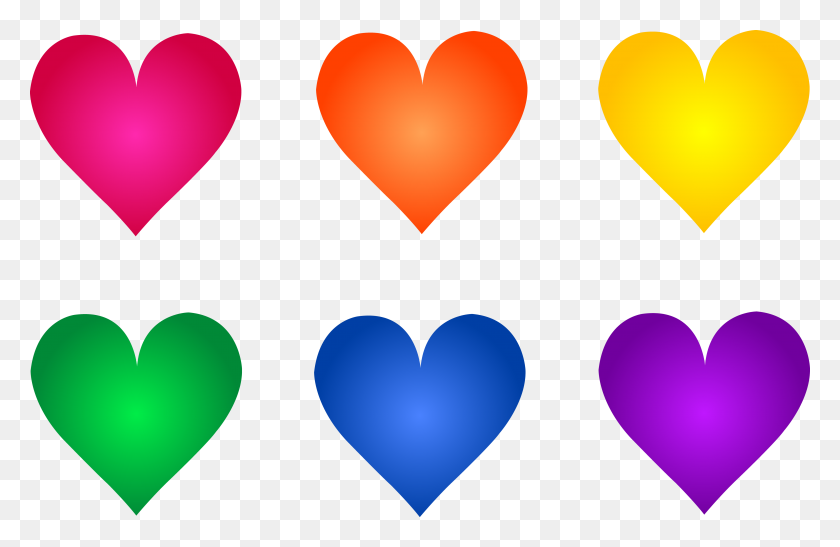 5000x3122 Colorful Rainbow Heart Symbols - Rainbow Heart Clipart