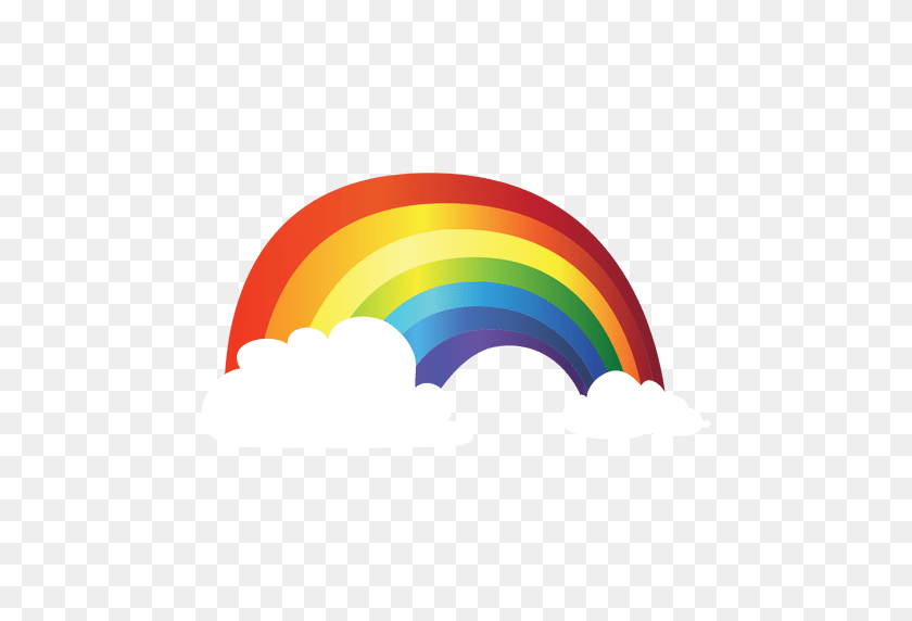512x512 Colorful Rainbow With Clouds - Rainbow Transparent PNG