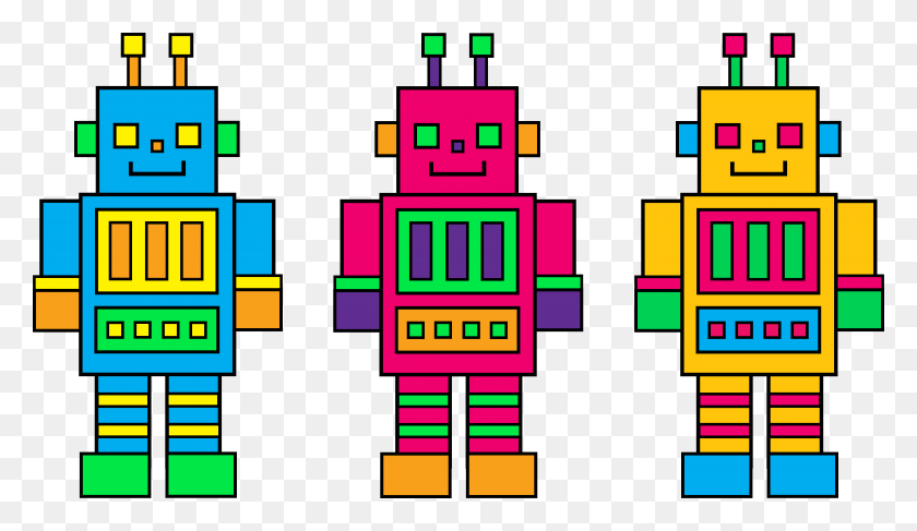 8744x4793 Colorful Robot Clip Art Free Clipart - 2nd Grade Clipart