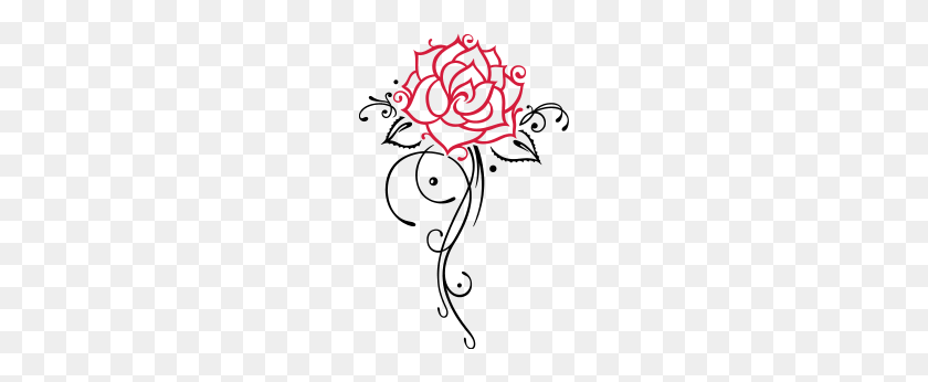 190x286 Colorful Rose With Filigree Ornament And Leaves - Filigree PNG