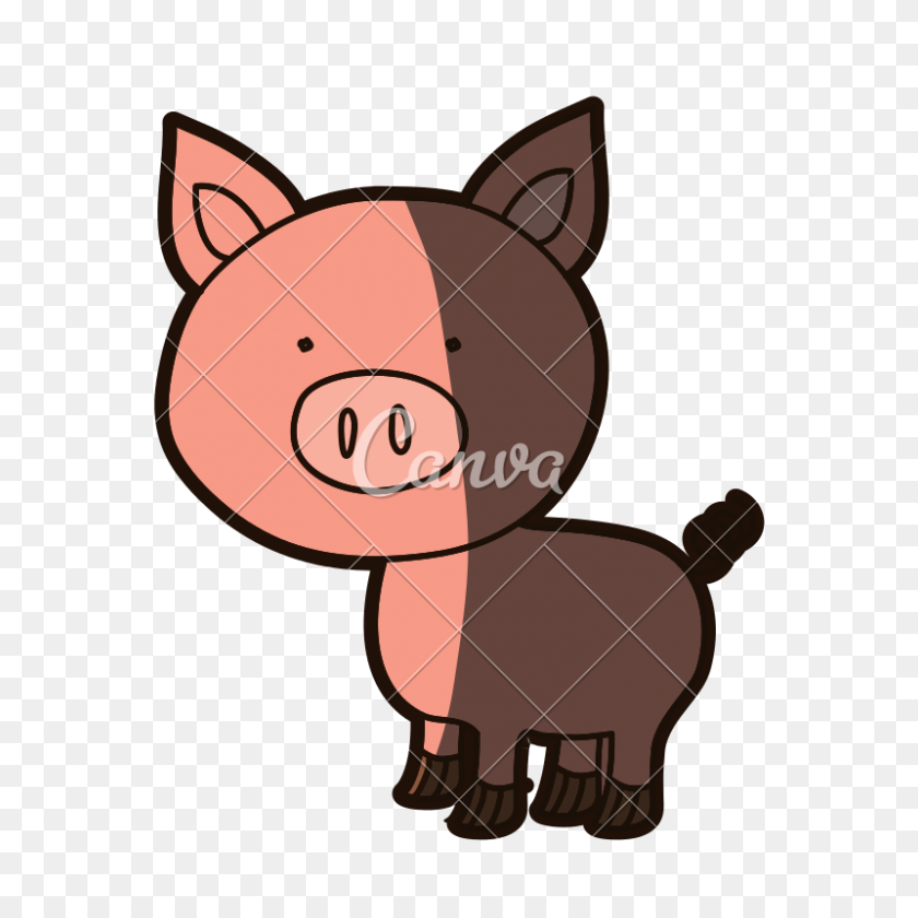 800x800 Colorful Silhouette Of Pig - Pig Silhouette PNG