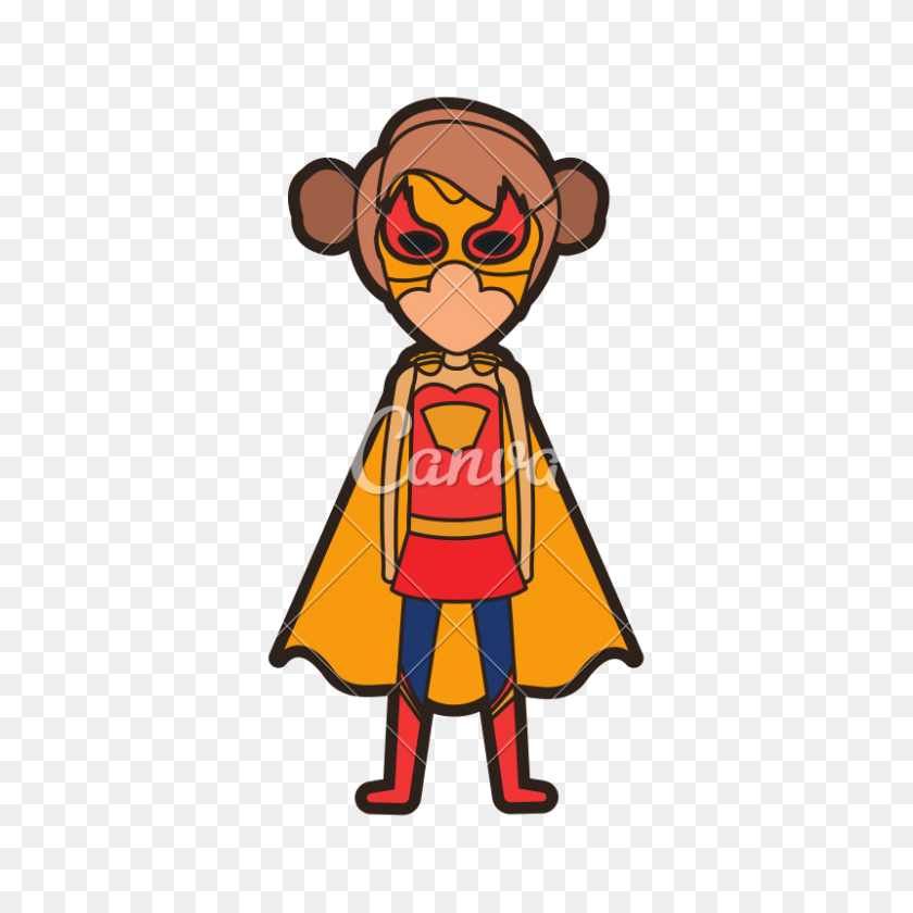 800x800 Красочный Силуэт С Безликой Стоящей Девушкой-Супергероем - Силуэт Супергероя Png